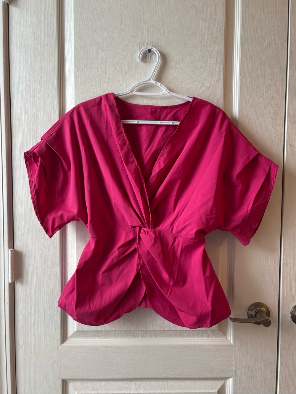 Women’s Fuchsia Twist-Front Blouse